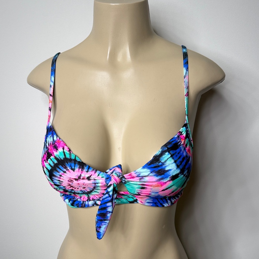 No Boundaries Tie-Dye Bikini Top - Pink, Blue, Black